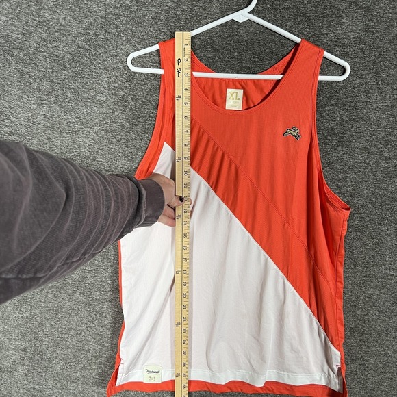 Tracksmith Shirt Mens XL Orange White Tank Top Running Singlet Mesh Athletic - Picture 6 of 11